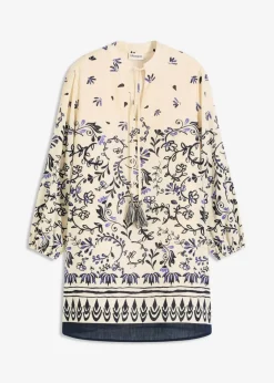 Damen bonprix Bekleidung·Pullover & Strickjacken|Kleider|Kurzes Boho-Kleid im Leinen-Look