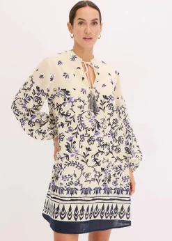 Damen bonprix Bekleidung·Pullover & Strickjacken|Kleider|Kurzes Boho-Kleid im Leinen-Look