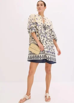 Damen bonprix Bekleidung·Pullover & Strickjacken|Kleider|Kurzes Boho-Kleid im Leinen-Look