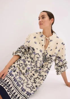 Damen bonprix Bekleidung·Pullover & Strickjacken|Kleider|Kurzes Boho-Kleid im Leinen-Look