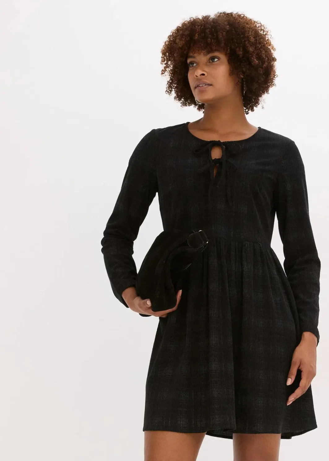 Damen bonprix Kleider|Kurzes Cord-Kleid mit Karomuster