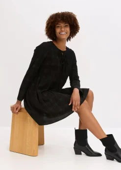 Damen bonprix Kleider|Kurzes Cord-Kleid mit Karomuster