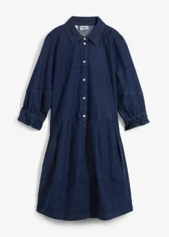 Damen bonprix Kleider|Bekleidung·Pullover & Strickjacken|Kurzes Jeanskleid in A-Linie mit 3/4-Puffärmeln