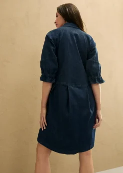 Damen bonprix Kleider|Bekleidung·Pullover & Strickjacken|Kurzes Jeanskleid in A-Linie mit 3/4-Puffärmeln