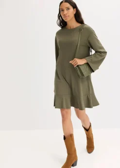 Damen bonprix Kleider|Bekleidung·Pullover & Strickjacken|Kurzes Kleid mit Volant aus Punto di Roma