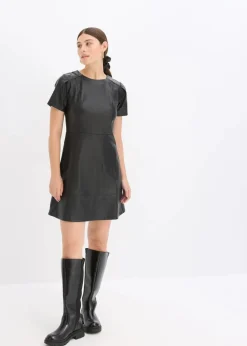 Damen bonprix Bekleidung·Pullover & Strickjacken|Nachhaltigere Materialien|Kurzes Lederimitat-Kleid