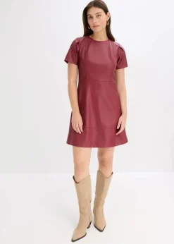 Damen bonprix Kleider|Nachhaltigere Materialien|Kurzes Lederimitat-Kleid
