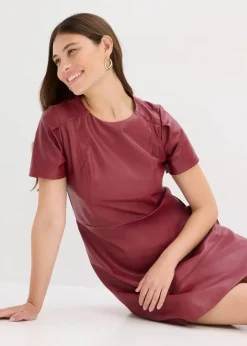 Damen bonprix Kleider|Nachhaltigere Materialien|Kurzes Lederimitat-Kleid