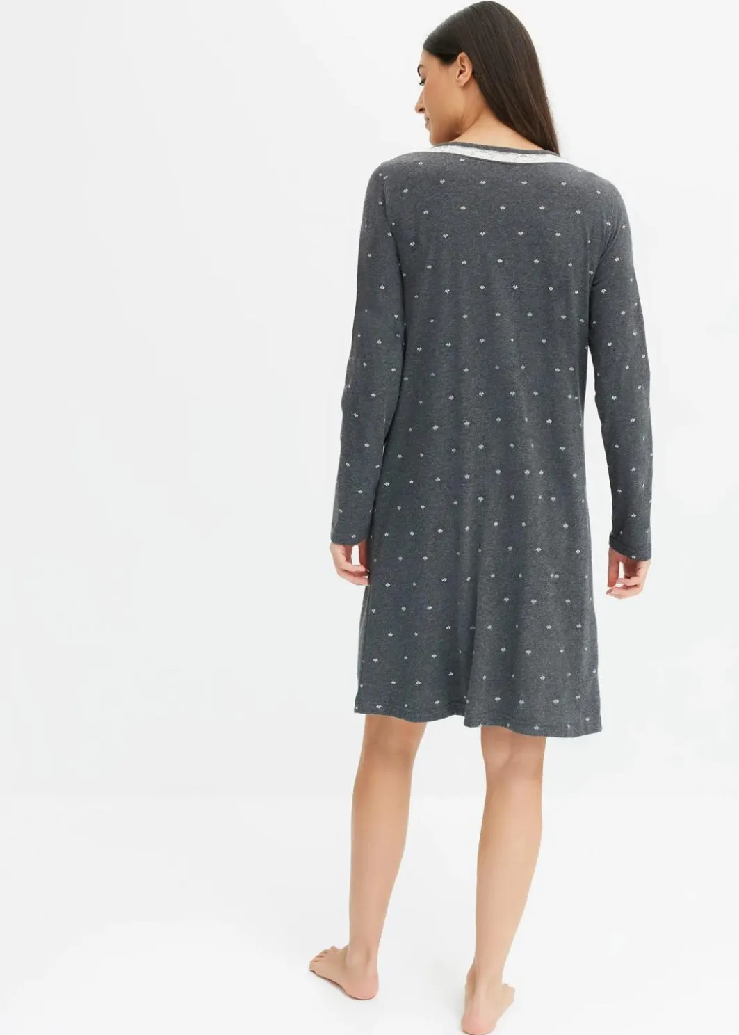 Hot Kurzes Nachthemd mit langen Ärmeln Damen Wäsche·Nachtwäsche|Nachtwäsche