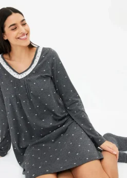Hot Kurzes Nachthemd mit langen Ärmeln Damen Wäsche·Nachtwäsche|Nachtwäsche