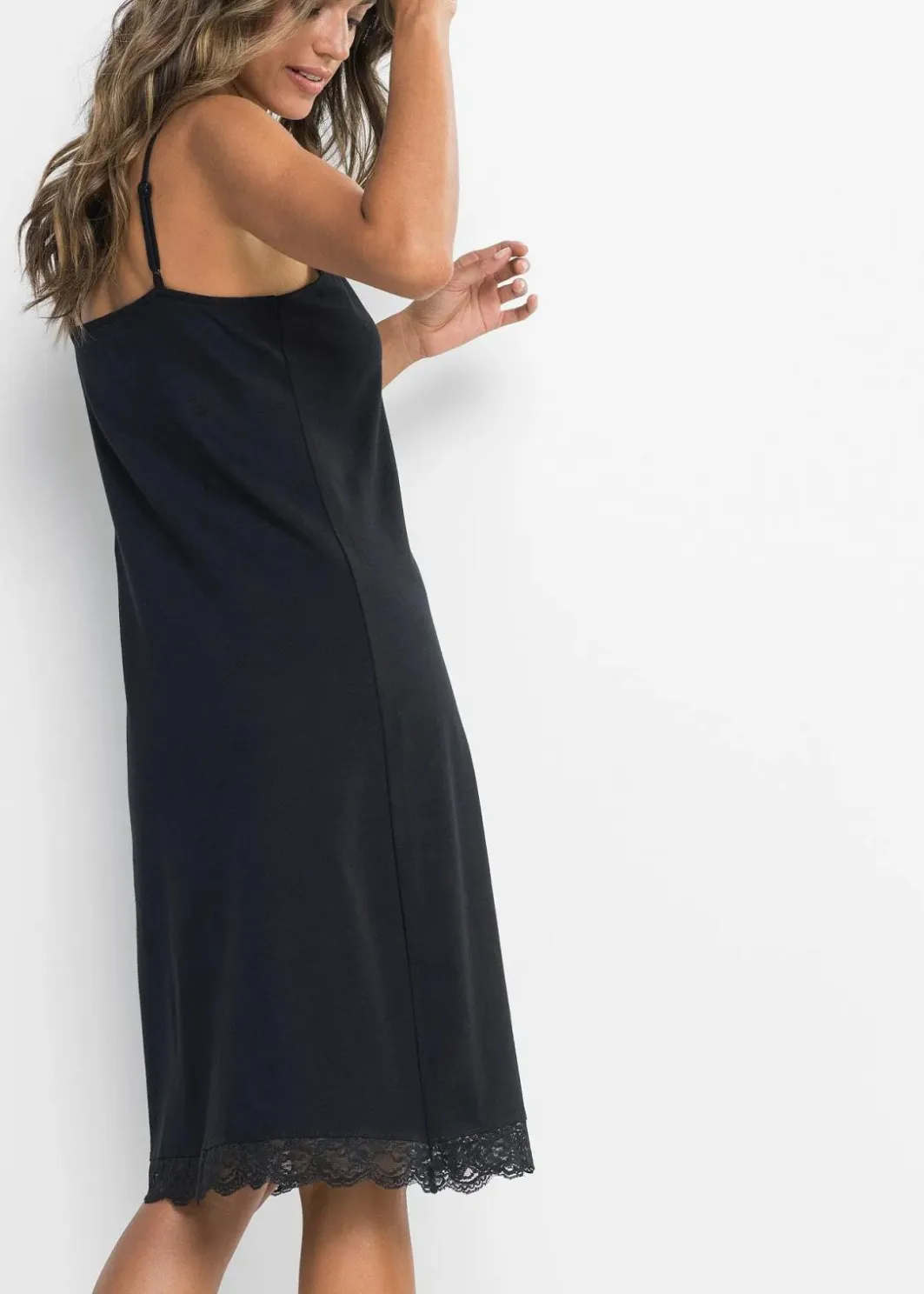 Damen bonprix Wäsche·Basics|Wäsche·Nachtwäsche|Kurzes Nachthemd mit zarter Spitze