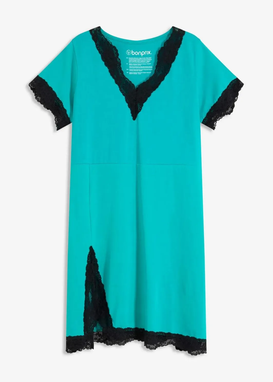 Damen bonprix Nachhaltigere Materialien|Nachtwäsche|Kurzes Nachthemd mit zarter Spitze