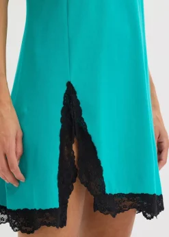 Damen bonprix Nachhaltigere Materialien|Nachtwäsche|Kurzes Nachthemd mit zarter Spitze