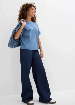 Damen bonprix Shirts & Tops|Basics|Kurzes Oversize-Shirt aus reiner schwerer Bio-Baumwolle