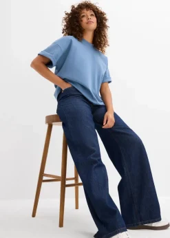 Damen bonprix Shirts & Tops|Basics|Kurzes Oversize-Shirt aus reiner schwerer Bio-Baumwolle
