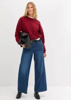 Damen bonprix Nachhaltigere Materialien|Sweat|Kurzes Oversize-Sweatshirt aus reiner Bio-Baumwolle