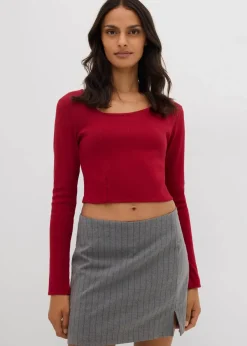 Kurzes Rippshirt Damen Shirts & Tops
