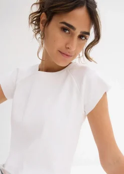 Damen bonprix Shirts & Tops|Nachhaltigere Materialien|Kurzes Rippshirt