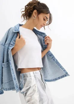 Damen bonprix Shirts & Tops|Nachhaltigere Materialien|Kurzes Rippshirt