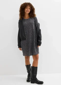Hot Kurzes Shirtkleid in Strickoptik Damen Kleider
