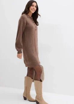 Damen bonprix Strickmode|Kleider|Kurzes Strickkleid mit Knopfleiste