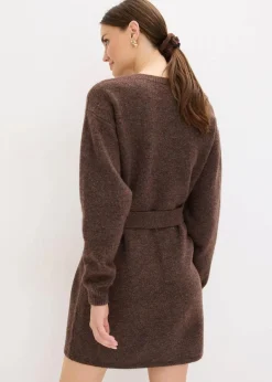 New Kurzes Strickkleid mit softem Wollanteil und Gürtel Damen Strickmode|Kleider
