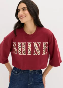 Damen bonprix Shirts & Tops|Nachhaltigere Materialien|Kurzes T-Shirt aus reiner Bio-Baumwolle