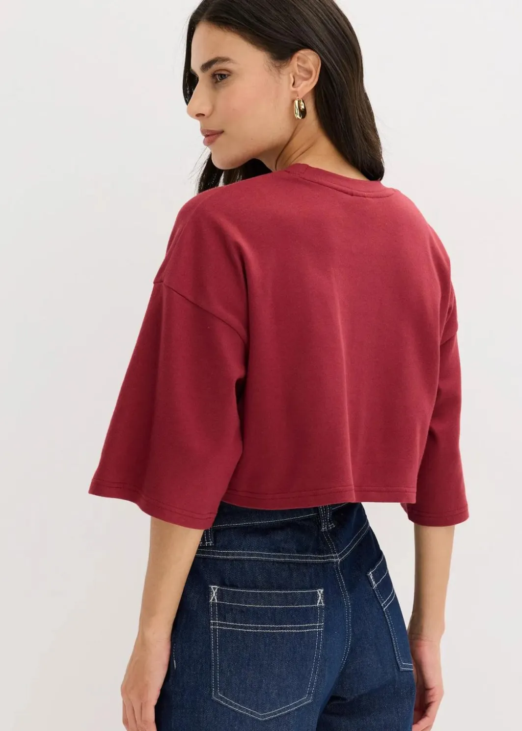 Damen bonprix Shirts & Tops|Nachhaltigere Materialien|Kurzes T-Shirt aus reiner Bio-Baumwolle