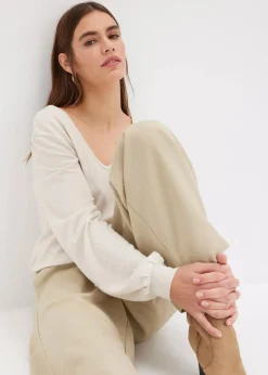 Damen bonprix Bekleidung·Blusen & Tuniken|Sweat|Kuschel-Fleeceshirt mit Perlen