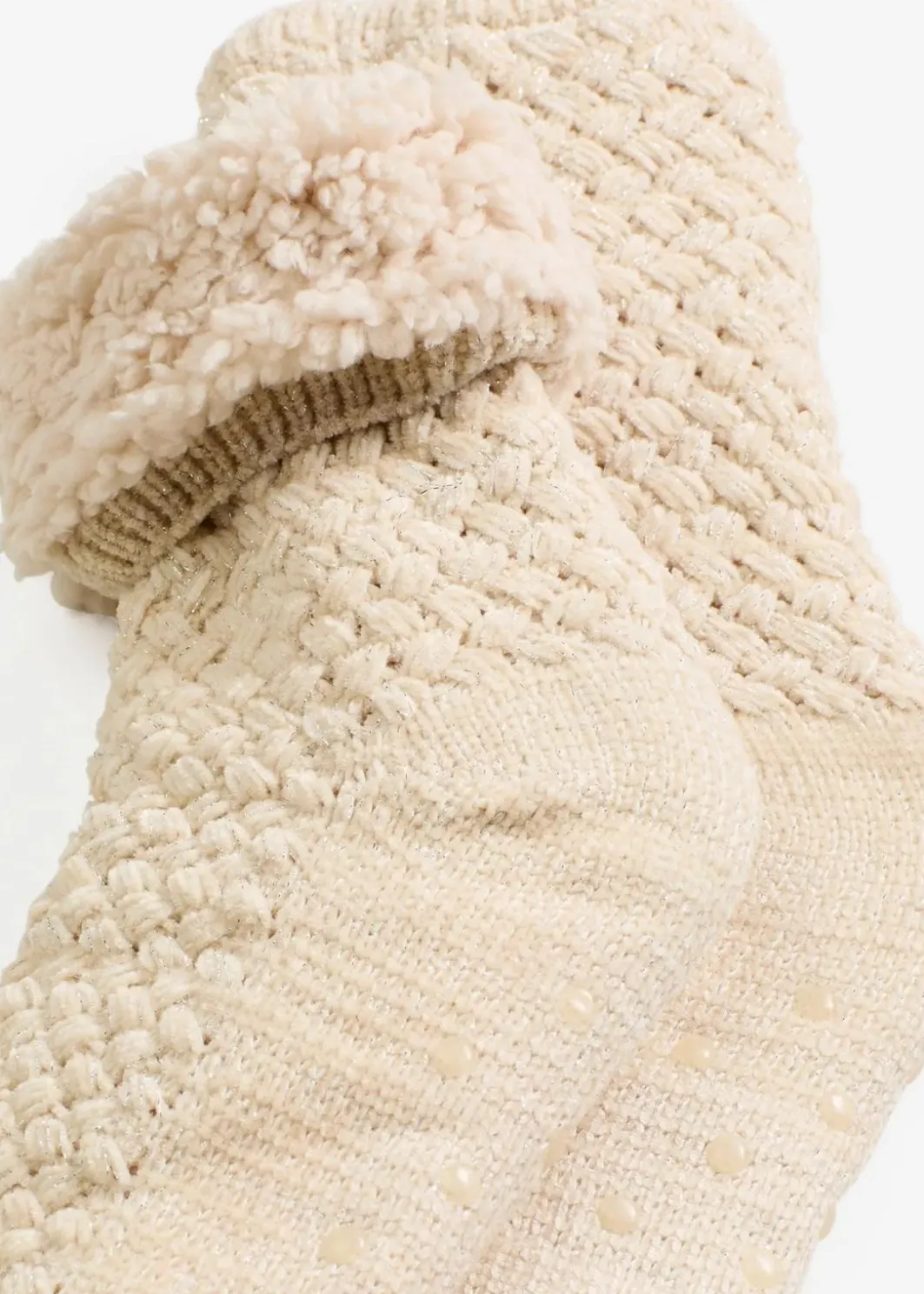 Outlet Kuschelsocken mit Lurexgarn, Teddyfutter und Antirutschsohle Damen Homewear|Socken & Strumpfhosen