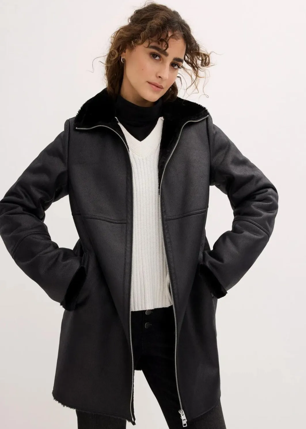 Hot Lammfellimitat-Jacke Damen Bekleidung·Hosen|Jacken & Mäntel