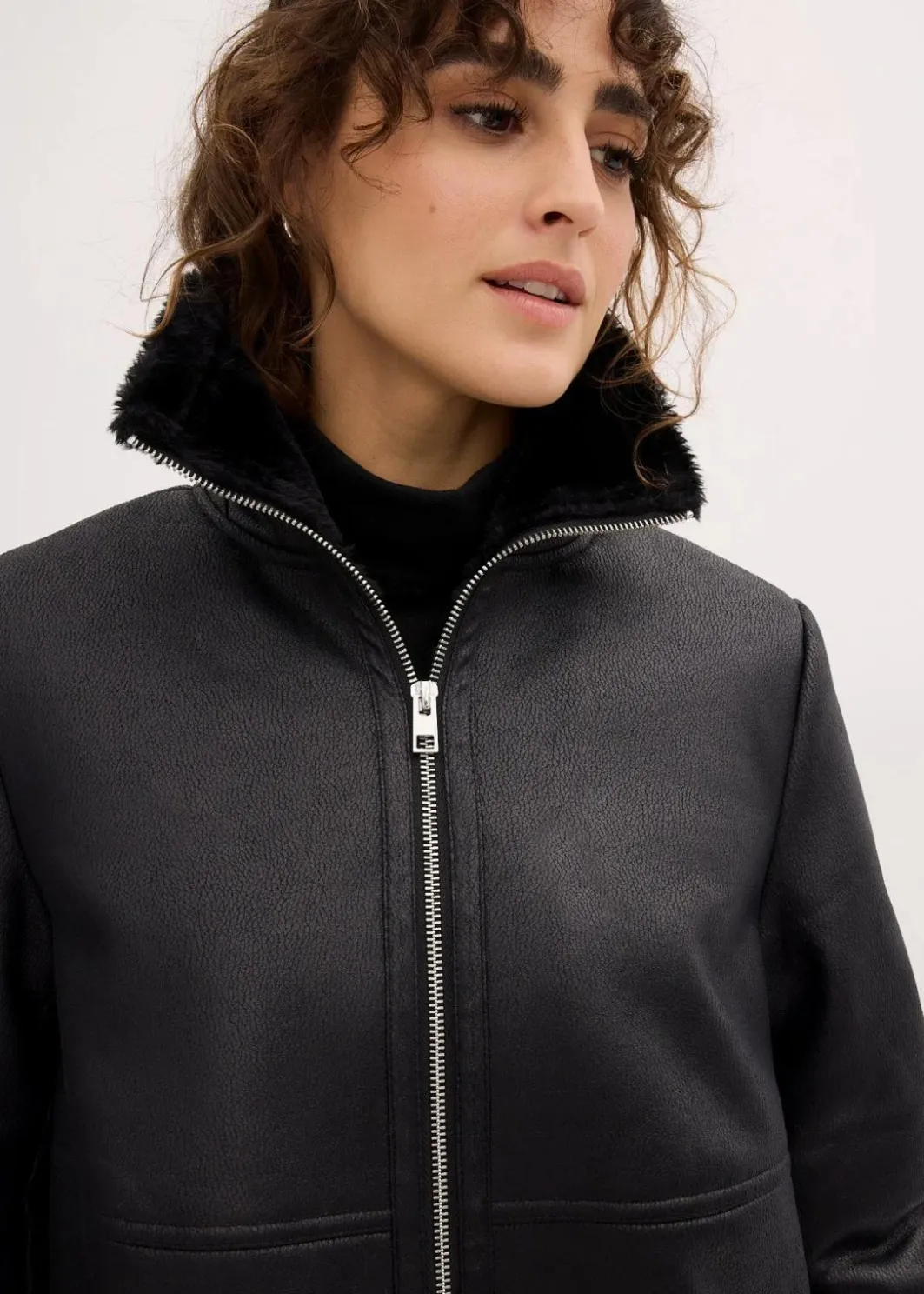 Hot Lammfellimitat-Jacke Damen Bekleidung·Hosen|Jacken & Mäntel