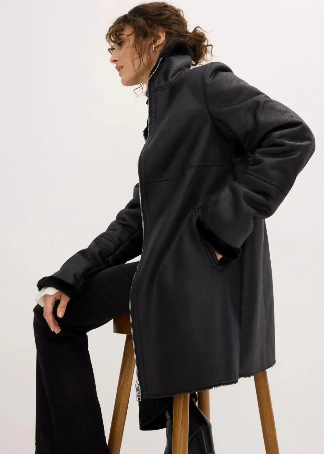 Hot Lammfellimitat-Jacke Damen Bekleidung·Hosen|Jacken & Mäntel
