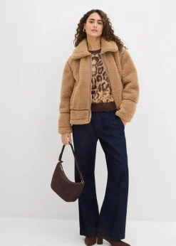 Damen bonprix Jacken & Mäntel|Nachhaltigere Materialien|Lammfellimitat-Jacke