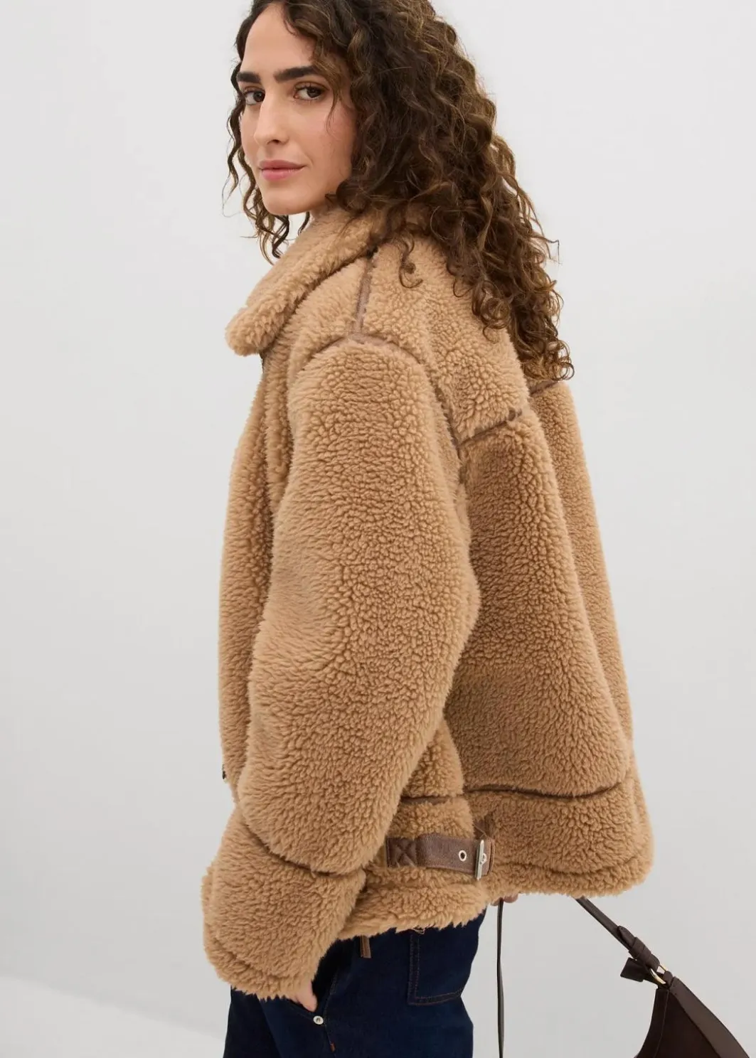 Damen bonprix Jacken & Mäntel|Nachhaltigere Materialien|Lammfellimitat-Jacke