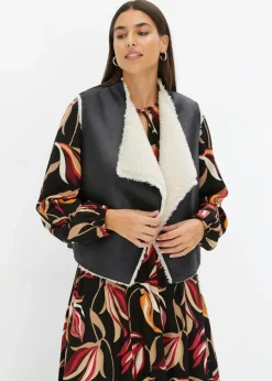 Discount Lammfellimitat-Weste Damen Bekleidung·Hosen|Jacken & Mäntel