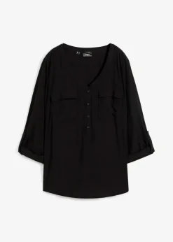 Clearance Langarm Bluse mit V-Ausschnitt aus fließender Viskose Damen Bekleidung·Jacken & Mäntel|Blusen & Tuniken
