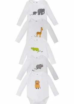 Kinder bonprix Mehrfachpacks|Bodys & Strampler|Langarmbody aus reiner Bio-Baumwolle (5er-Pack)