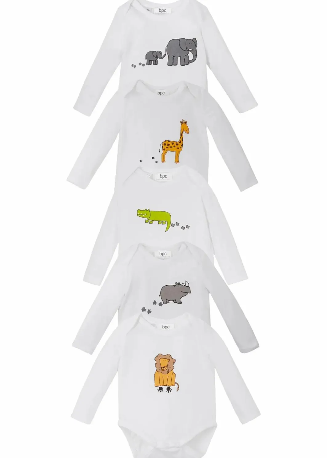 Kinder bonprix Mehrfachpacks|Bodys & Strampler|Langarmbody aus reiner Bio-Baumwolle (5er-Pack)
