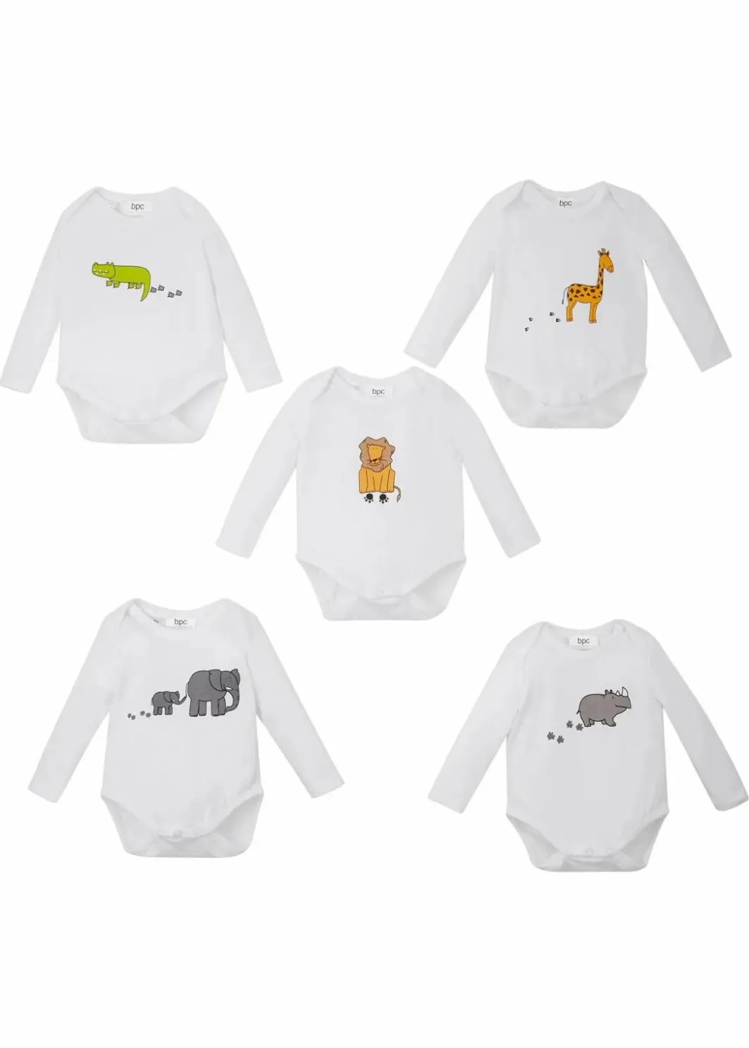 Kinder bonprix Mehrfachpacks|Bodys & Strampler|Langarmbody aus reiner Bio-Baumwolle (5er-Pack)