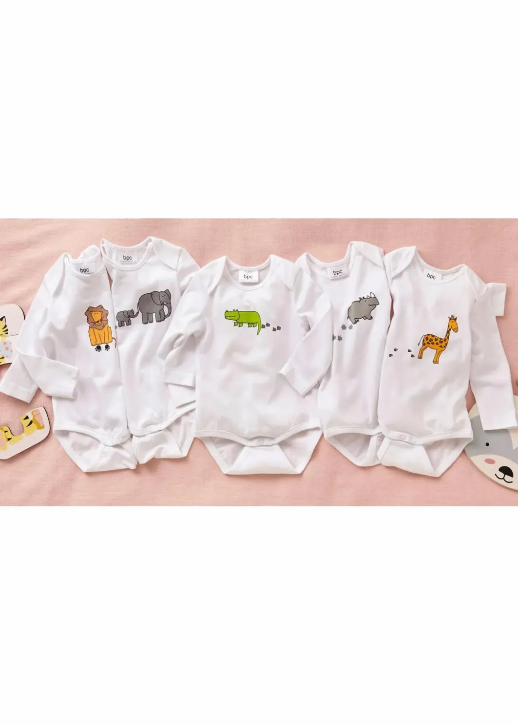 Kinder bonprix Mehrfachpacks|Bodys & Strampler|Langarmbody aus reiner Bio-Baumwolle (5er-Pack)