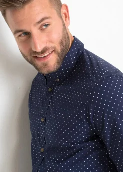 Best Langarmhemd aus reiner Baumwolle, Slim Fit Herren Große Größen|Hemden