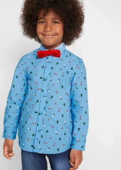 Best Langarmhemd mit Fliege und Weihnachtsmotiv (2-tlg.Set) Kinder Jungen 9-16 Jahre·Anzüge & Hemden|Jungen 9-16 Jahre·Shirts