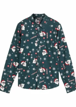 Kinder bonprix Jungen 9-16 Jahre·Anzüge & Hemden|Langarmhemd mit Weihnachtsmotiv, Slim Fit