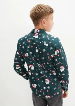 Kinder bonprix Jungen 9-16 Jahre·Anzüge & Hemden|Langarmhemd mit Weihnachtsmotiv, Slim Fit