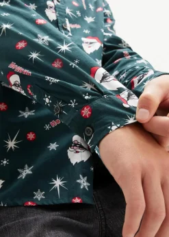 Kinder bonprix Jungen 9-16 Jahre·Anzüge & Hemden|Langarmhemd mit Weihnachtsmotiv, Slim Fit