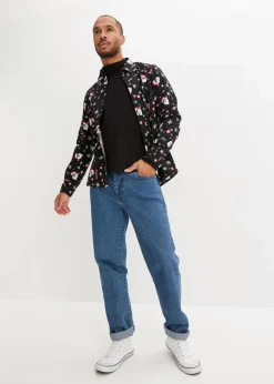 Outlet Langarmhemd mit Weihnachts-Druck aus reiner Baumwolle, Slim Fit Herren Hemden|Große Größen