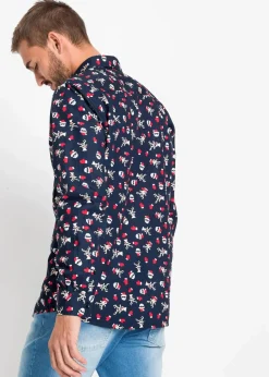 Sale Langarmhemd mit Weihnachts-Druck aus reiner Baumwolle, Slim Fit Herren Große Größen|Hemden
