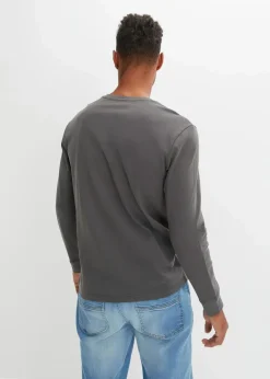 Langarm-Henleyshirt aus reiner Baumwolle Herren Shirts & Polos|Große Größen