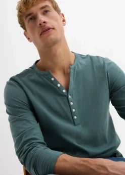 Online Langarm-Henleyshirt aus reiner Bio-Baumwolle, Slim Fit Herren Shirts & Polos|Große Größen